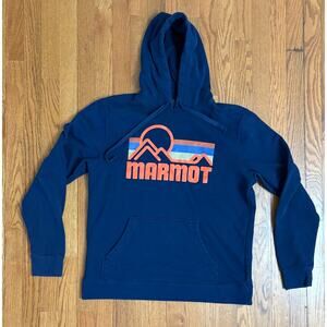 Marmot Blue Orange‎ Men's Large Hoodie Sweatshirt- EUC